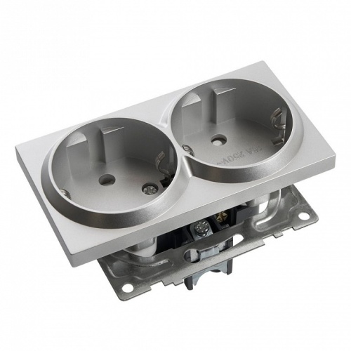 Розетка двойная с заземлением и со шторкой, без рамки Stekker Катрин 39584 в Нижнем Новгороде фото 3