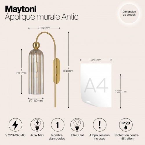 Бра Maytoni Antic MOD302WL-01CG в Гаджиево фото 5