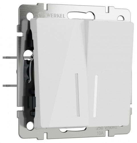 Выключатель проходной двухклавишный с подсветкой без рамки Werkel белый акрил W1122141 в Нижнем Новгороде