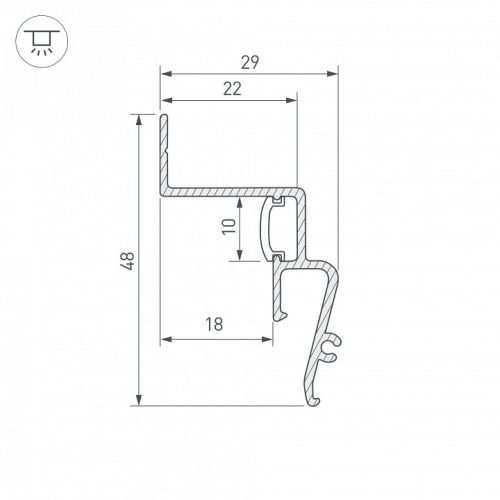 Профиль для контурной подсветки натяжного потолка Arlight STRETCH 39510 в Нижнем Новгороде фото 2