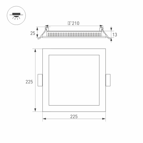 Светильник DL-225x225M-21W Day White (Arlight, IP40 Металл, 3 года) в Слободском фото 6