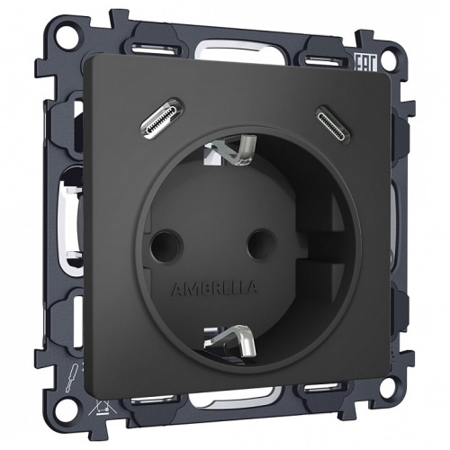Розетка с заземлением и 2хUSB type C, без рамки Ambrella Volt ALFA MA910510 в Нижнем Новгороде