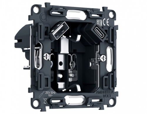 Механизм розетки с заземлением и 2хUSB type A и C Ambrella Volt VM PR160 в Нижнем Новгороде