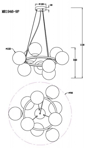 Подвесная люстра MyFar Aerton MR1946-9P в Нижнем Новгороде фото 2