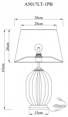 Настольная лампа декоративная Arte Lamp Baymont A5017LT-1PB в Йошкар-Оле фото 3