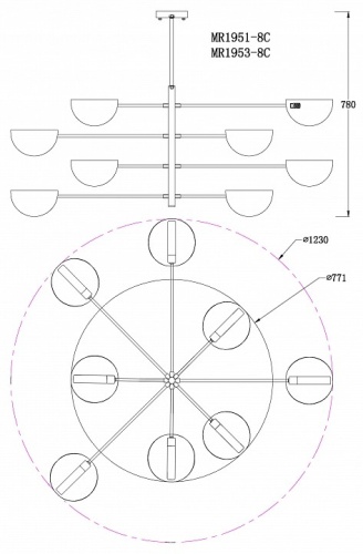 Люстра на штанге MyFar Valentina MR1953-8C в Нижнем Новгороде фото 4