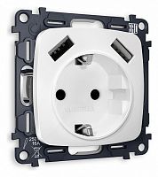 Розетка с заземлением и 2хUSB type A, без рамки Ambrella Volt OMEGA MO129010 в Нижнем Новгороде