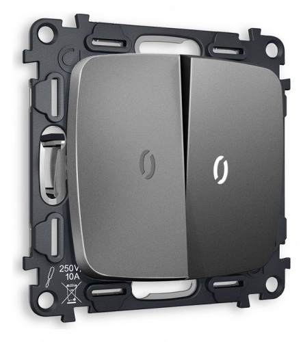 Выключатель проходной двухклавишный с подсветкой без рамки Ambrella Volt OMEGA MO654035 в Нижнем Новгороде