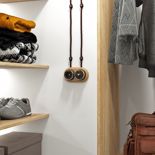 Выключатель двухклавишный с корпусом Werkel Vintage (мокко матовый/хром) W5822052 в Нижнем Новгороде фото 5