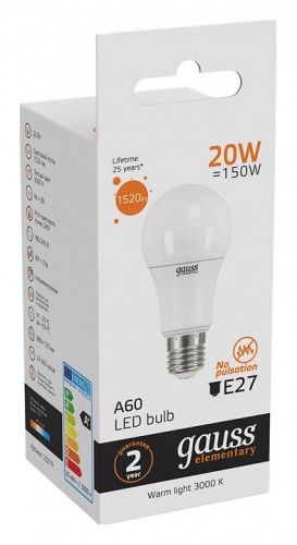 Лампа светодиодная Gauss  E27 20Вт 3000K 23219 в Нижнем Новгороде фото 5