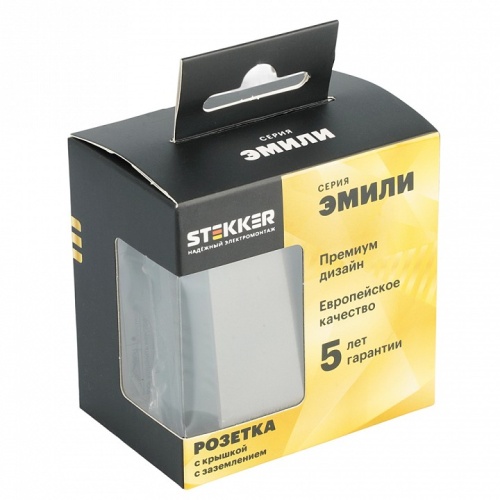 Розетка с заземлением и со шторкой, с крышкой Stekker Эмили 49933 в Нижнем Новгороде фото 8