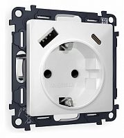 Розетка с заземлением и 2хUSB type A и C, без рамки Ambrella Volt ALFA MA130010 в Нижнем Новгороде