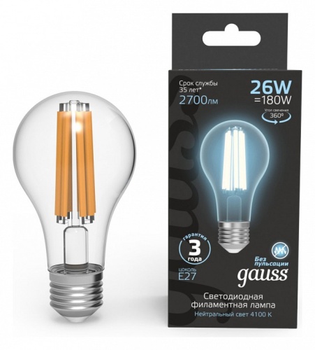 Лампа светодиодная Gauss Filament E27 26Вт 4100K 102902226 в Нижнем Новгороде фото 5