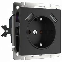 Розетка с заземлением и со шторками и 2хUSB, без рамки Werkel черный матовый W1171508 в Нижнем Новгороде