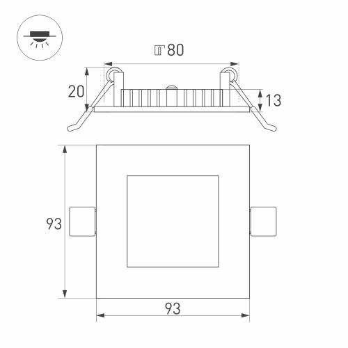 Светильник DL-93x93M-5W Warm White (Arlight, IP40 Металл, 3 года) в Брянске