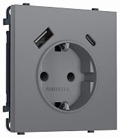 Розетка с заземлением и со шторкой и 2хUSB type A и C, без рамки Ambrella Volt MS MS870010 в Нижнем Новгороде
