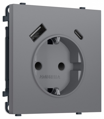 Розетка с заземлением и со шторкой и 2хUSB type A и C, без рамки Ambrella Volt MS MS870010 в Нижнем Новгороде