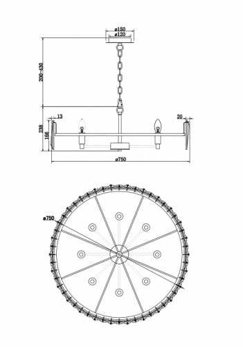 Подвесной светильник Maytoni Puntes MOD043PL-08CH в Бородино фото 3