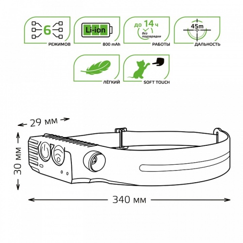 Фонарь налобный Gauss  GF411 в Нижнем Новгороде фото 2