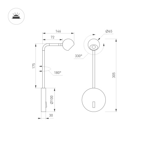 Светильник SP-OTTORI-LONG-WALL-6W Warm3000 (WH, 30 deg, 230V) (Arlight, IP20 Металл, 3 года) в Карачеве фото 2