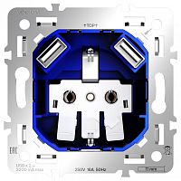Механизм розетки с заземлением и со шторками и 2хUSB type A Voltum S70 VLS0404M в Нижнем Новгороде