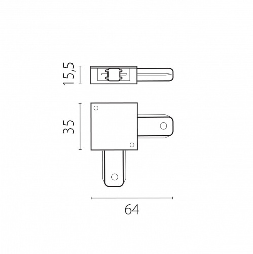 Соединитель угловой L-образный для треков накладных Lightstar Barra 502127-P в Нижнем Новгороде фото 2