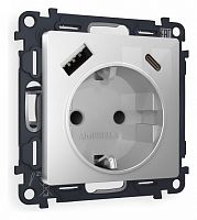 Розетка с заземлением и 2хUSB type A и C, без рамки Ambrella Volt ALFA MA410010 в Нижнем Новгороде