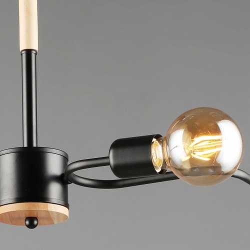 Люстра на штанге 10070 10070-0.3-04 BK+WOOD в Нижнем Новгороде фото 2