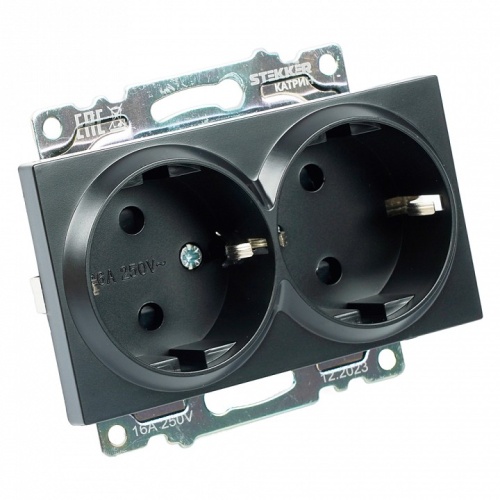 Розетка двойная с заземлением и со шторкой, без рамки Stekker Катрин 39612 в Нижнем Новгороде фото 7