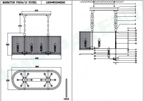 Подвесной светильник iLamp Manhattan P2554-12 NIC в Нижнем Новгороде фото 2