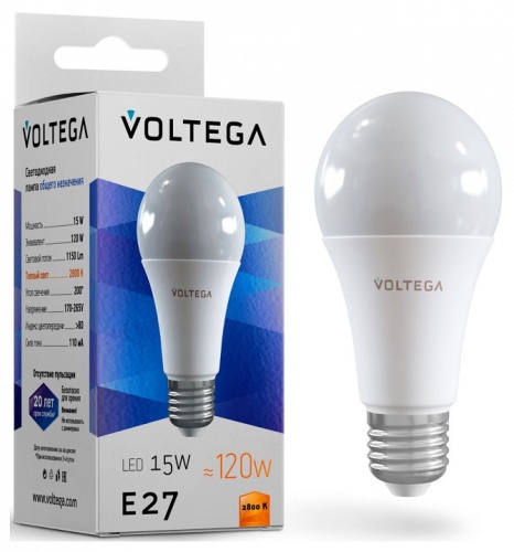 Лампа светодиодная Voltega General purpose bulb 15W E27 15Вт 2800K 7156 в Нижнем Новгороде фото 2