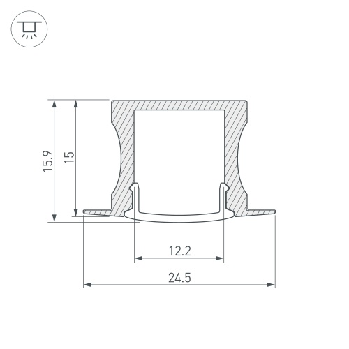 Профиль с экраном ALU-SLIM-H15-F-2000 ANOD+FROST (Arlight, Алюминий) в Петухово фото 3