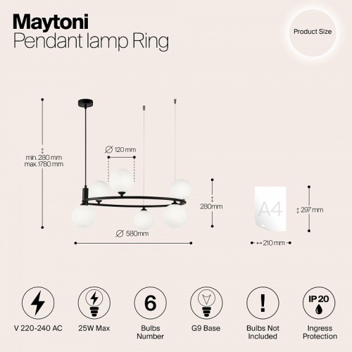 Подвесная люстра Maytoni Ring MOD013PL-06B в Дудинке фото 2