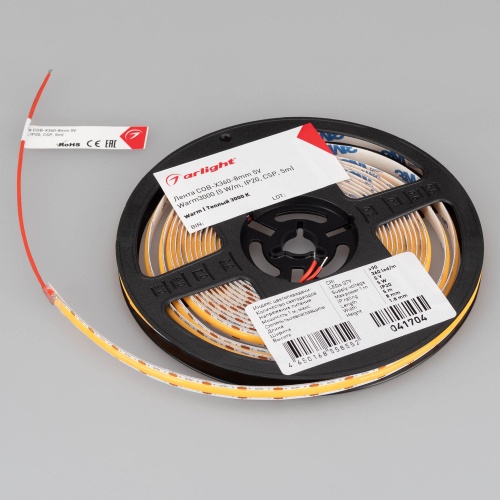 Лента COB-X360-8mm 5V Warm3000 (5 W/m, IP20, CSP, 5m) (Arlight, -) в Арзамасе фото 2