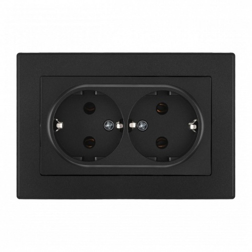 Розетка двойная с заземлением и со шторкой Arte Milano SET06-2 SET06-double-40-2 black в Нижнем Новгороде
