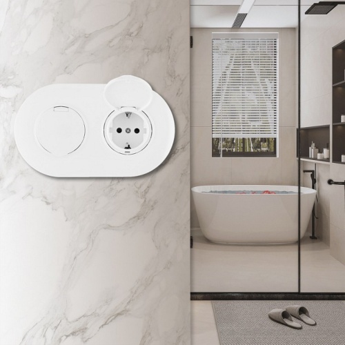 Розетка с заземлением и шторкой, с крышкой Arte Milano SET08-2 SET08-2-41-1x2 white в Нижнем Новгороде фото 2