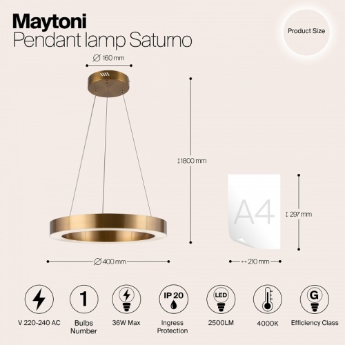 Подвесной светильник Maytoni Saturno MOD415PL-L36BS4K в Туле фото 5