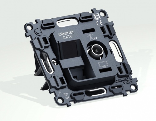 Механизм ТВ-розетки оконечные и розетки Ethernet RJ-45 со шторкам Ambrella Volt QUANT VM195 в Нижнем Новгороде фото 5