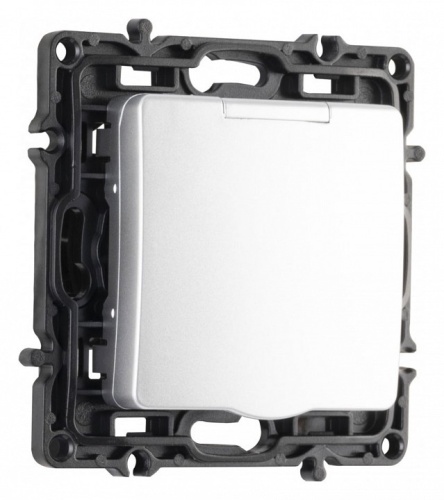 Розетка влагозащищенная с заземлением и со шторкой с крышкой Arte Milano am-217 217.41-1.silver в Нижнем Новгороде фото 5