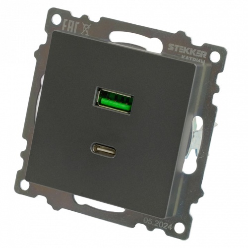 Розетка 2хUSB type A и C без рамки Stekker Катрин 50052 в Нижнем Новгороде фото 8