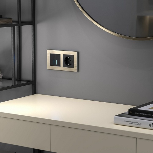 Выключатель двухклавишный с подсветкой без рамки Werkel черный W4520008 в Нижнем Новгороде фото 2