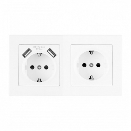 Розетка с заземлением и со шторкой и 2хUSB Arte Milano SET06-2 SET06-2-47-1-40-1 white в Нижнем Новгороде