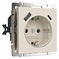 Розетка с заземлением и со шторкой и 2хUSB type A и C, без рамки Werkel айвори матовый W1171762 в Нижнем Новгороде