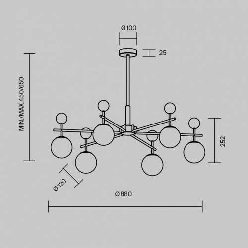 Люстра на штанге Maytoni Museo MOD436PL-07BS в Нижнем Новгороде фото 4