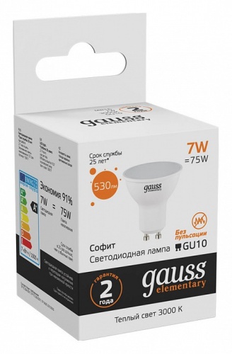 Лампа светодиодная Gauss Софит GU10 7Вт 3000K 13617 в Нижнем Новгороде фото 4