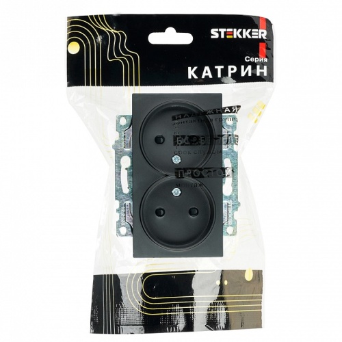 Розетка двойная без заземления и со шторкой, без рамки Stekker Катрин 39611 в Нижнем Новгороде фото 4