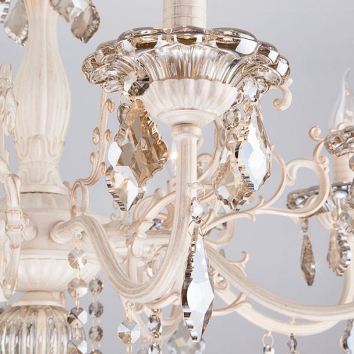 Подвесная люстра Eurosvet Elisha 3281/8 белый с золотом/тонированный хрусталь Strotskis в Нижнем Новгороде фото 2