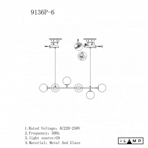 Подвесная люстра iLamp Golden 9136P/6 BK-WH в Нижнем Новгороде фото 3