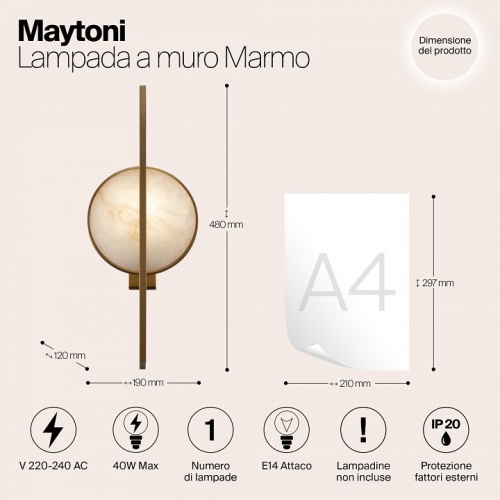 Бра Maytoni Marmo MOD099WL-01G в Гаджиево фото 5