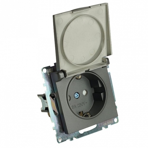 Розетка с заземлением и со шторкой, без рамки с крышкой Stekker Катрин 49424 в Нижнем Новгороде фото 3